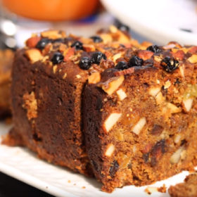 Eggless Whole Wheat Jaggery Fruit Cake